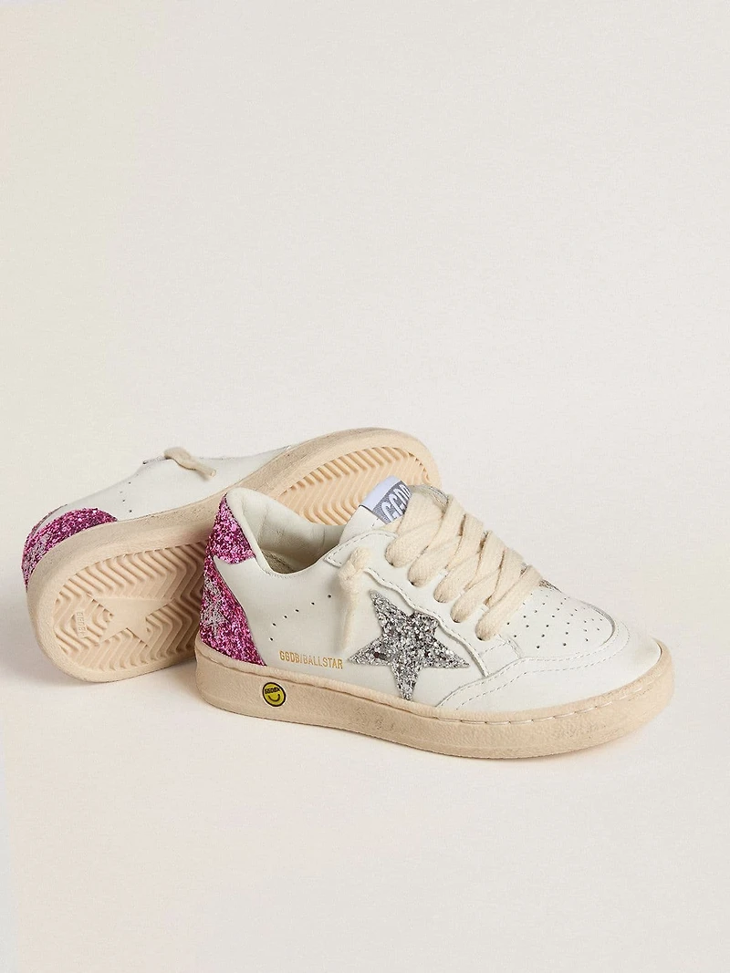 Junior Ball star with silver glitter and pink heel tab