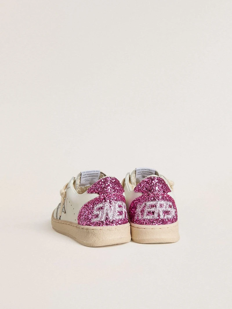 Junior Ball star with silver glitter and pink heel tab