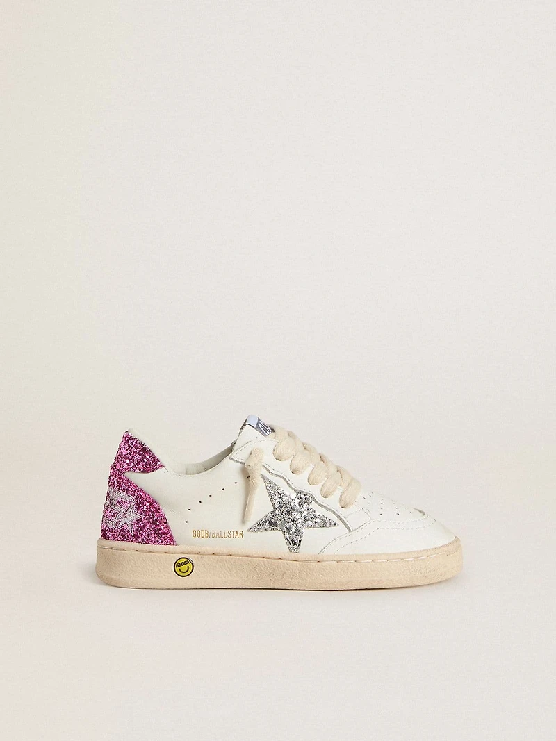 Junior Ball star with silver glitter and pink heel tab