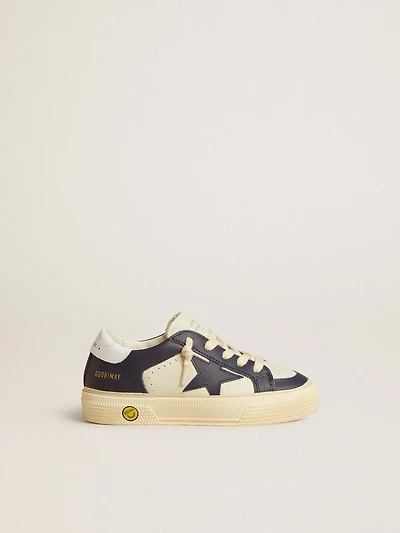 Junior May white and blue leather with star heel tab