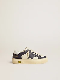 May Junior white and blue leather with star heel tab