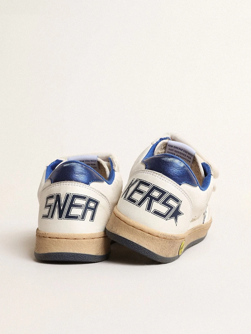 Ball star Junior with blue metallic leather and heel tab