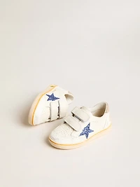 Junior Ball star with blue glitter and beige suede heel tab