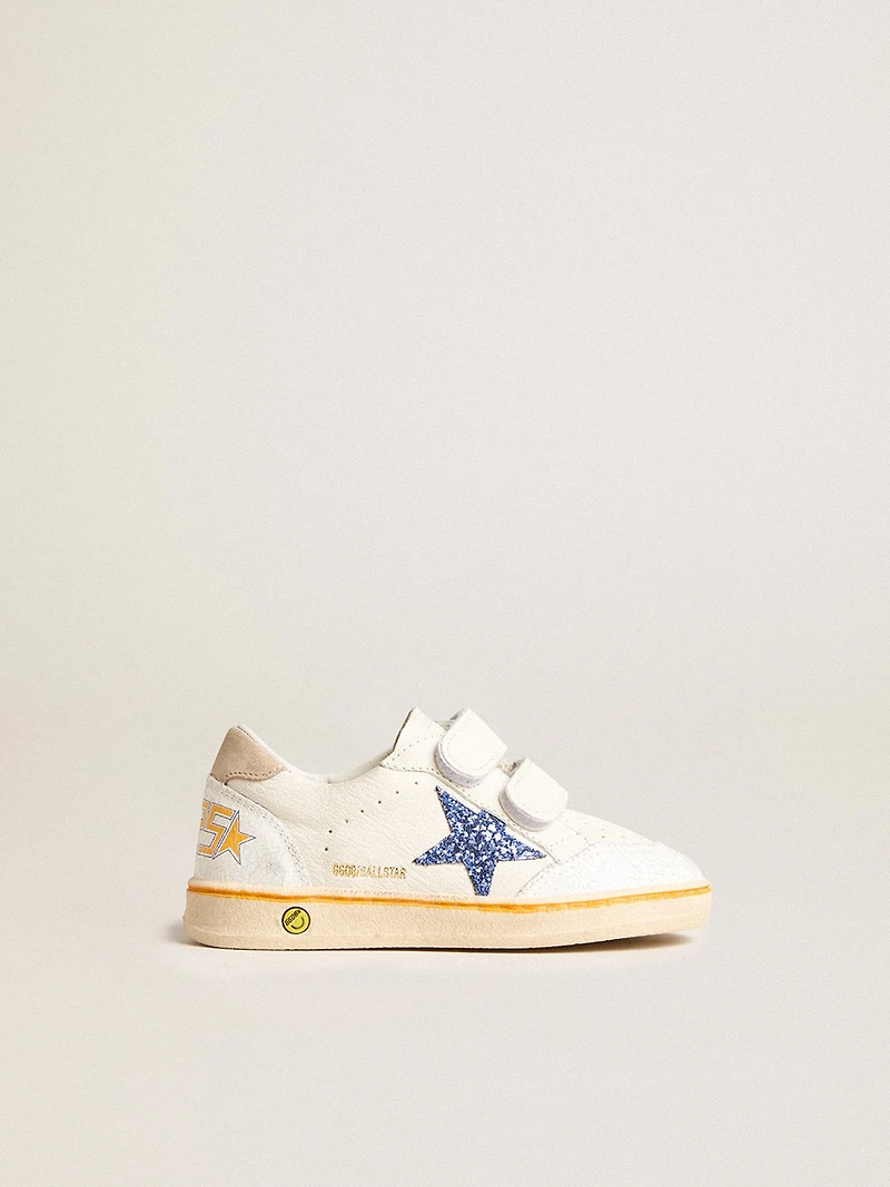 Junior Ball star with blue glitter and beige suede heel tab