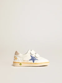 Junior Ball star with blue glitter and beige suede heel tab