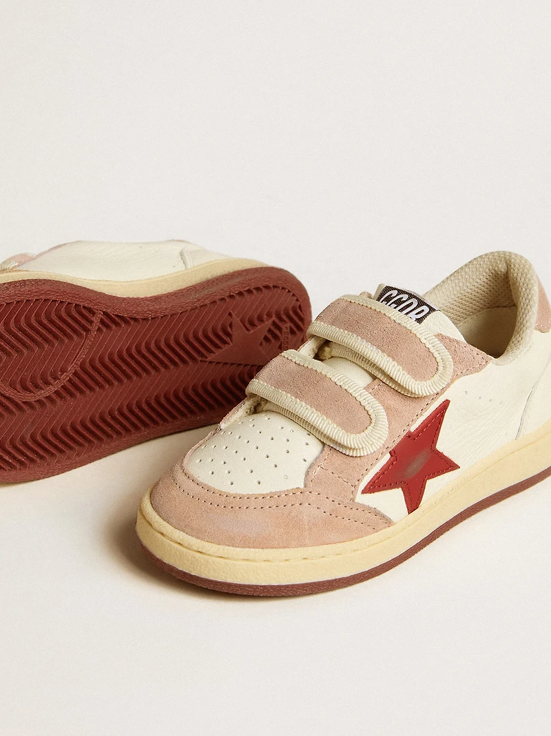 Ball star Junior nappa with and pink suede heel tab