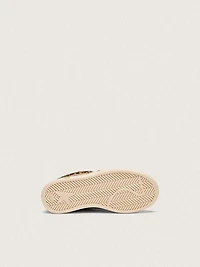 Junior Ball star leopard-print pony skin with pink leather and heel tab