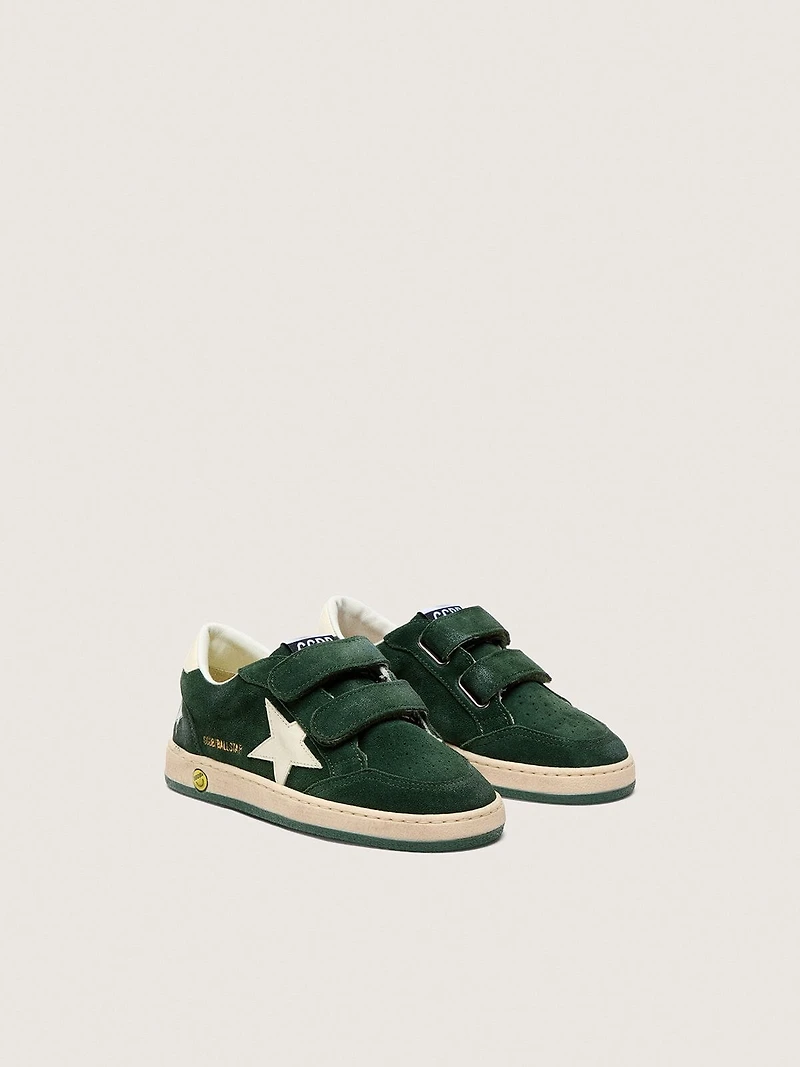 Junior Ball star forest-green suede with cream leather and heel tab