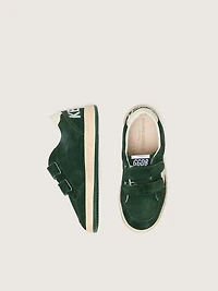 Junior Ball star forest-green suede with cream leather and heel tab