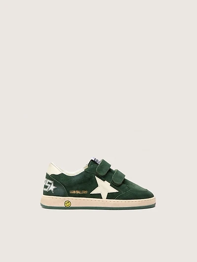 Junior Ball star forest-green suede with cream leather and heel tab