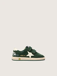 Junior Ball star forest-green suede with cream leather and heel tab