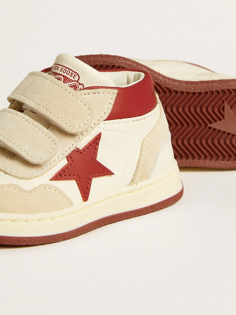 June Junior nappa and suede with red leather star heel tab
