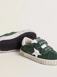Old School Junior green suede with white leather star and heel tab