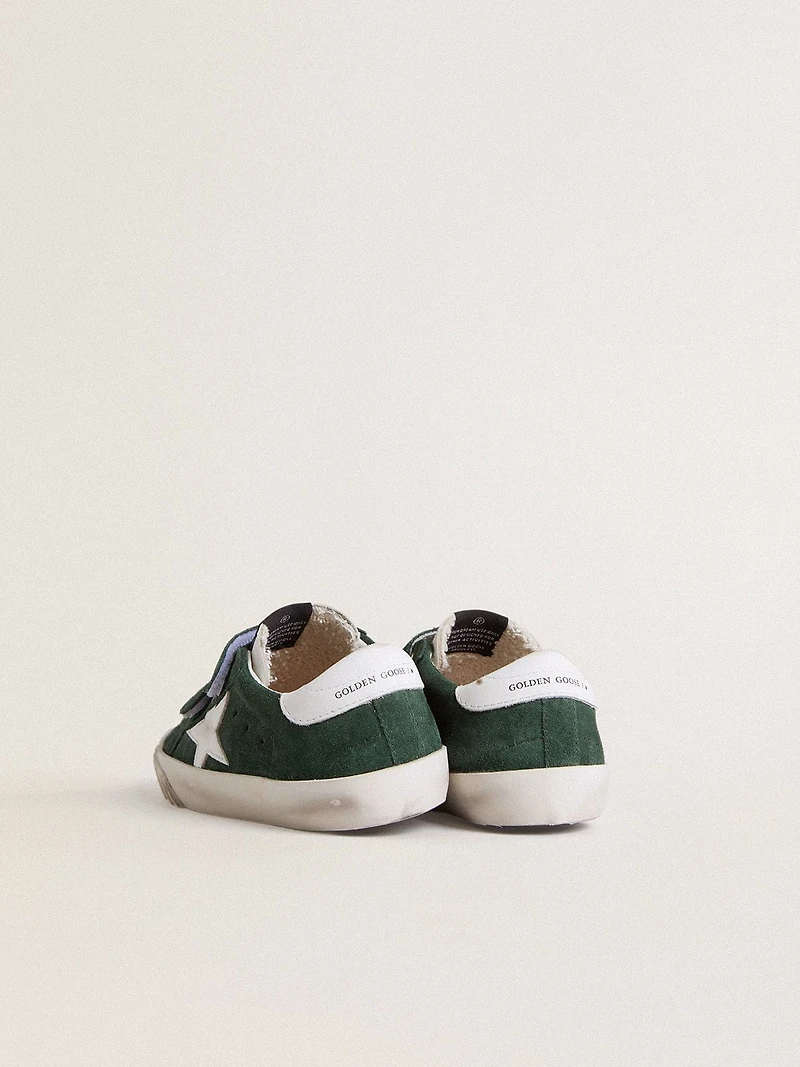 Old School Junior green suede with white leather star and heel tab