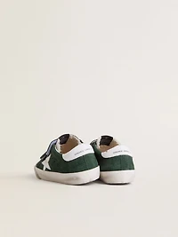 Old School Junior green suede with white leather star and heel tab