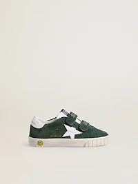 Old School Junior green suede with white leather star and heel tab