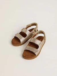 Noa Junior sandals micro-glitter and platinum leather