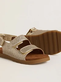 Noa Junior sandals micro-glitter and platinum leather