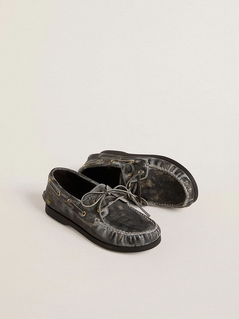 Junior Cruise loafer black distressed leather