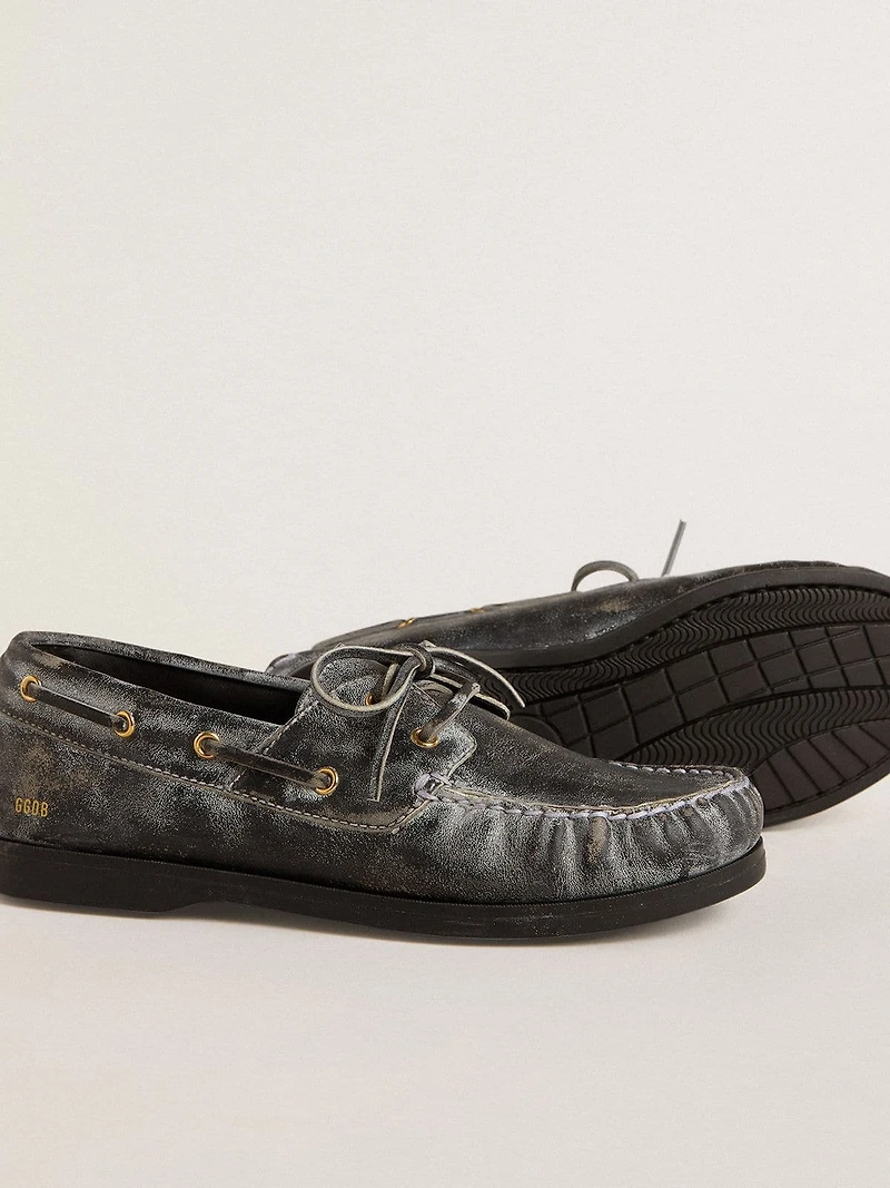 Junior Cruise loafer black distressed leather