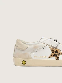 Junior Old School nappa with leopard-print pony skin star and leather inserts