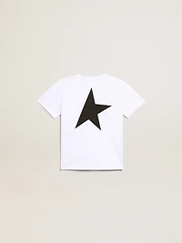 White T-shirt with contrasting black logo and star