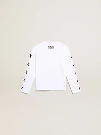 White long-sleeved T-shirt with contrasting black stars