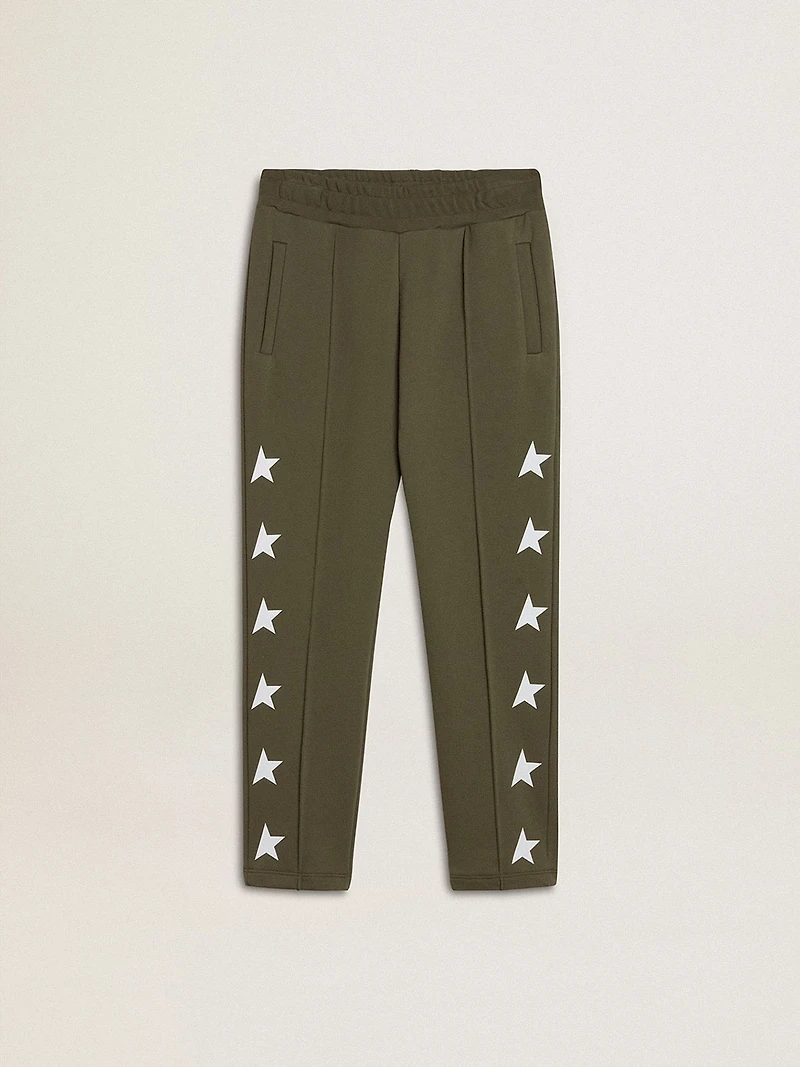 Boys' military-green joggers with white stars