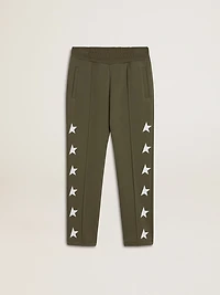 Boys' military-green joggers with white stars