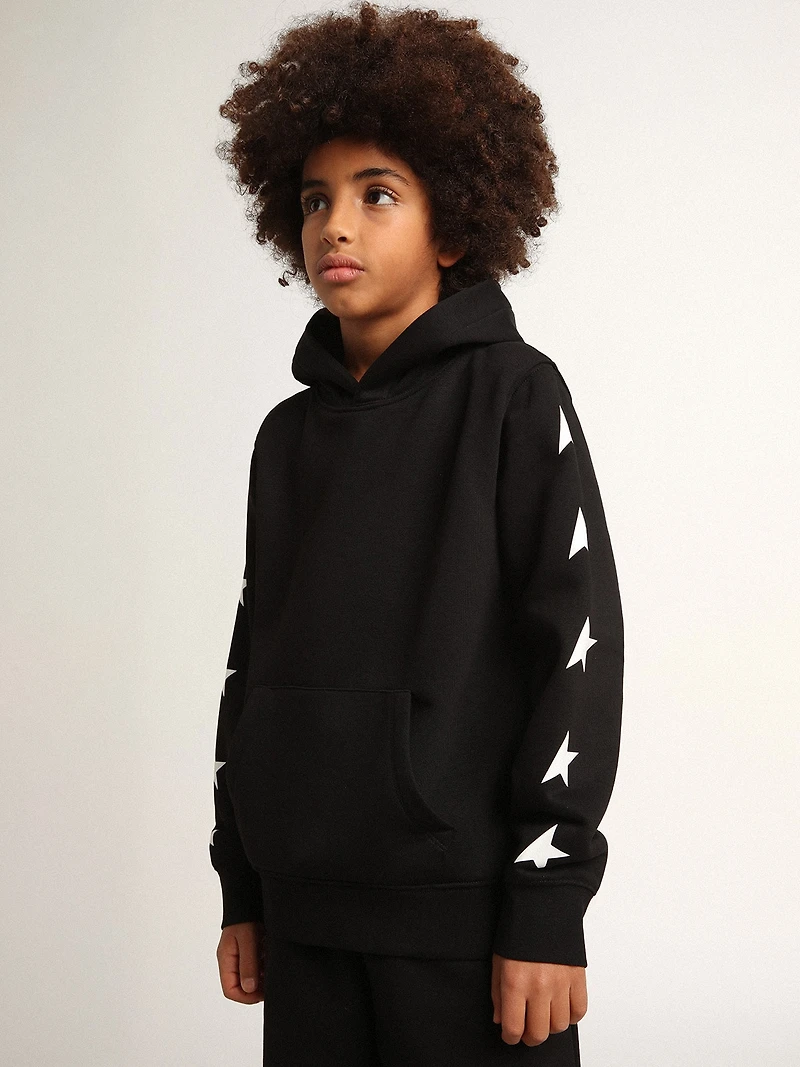 Boys’ hooded sweatshirt black with contrasting white stars