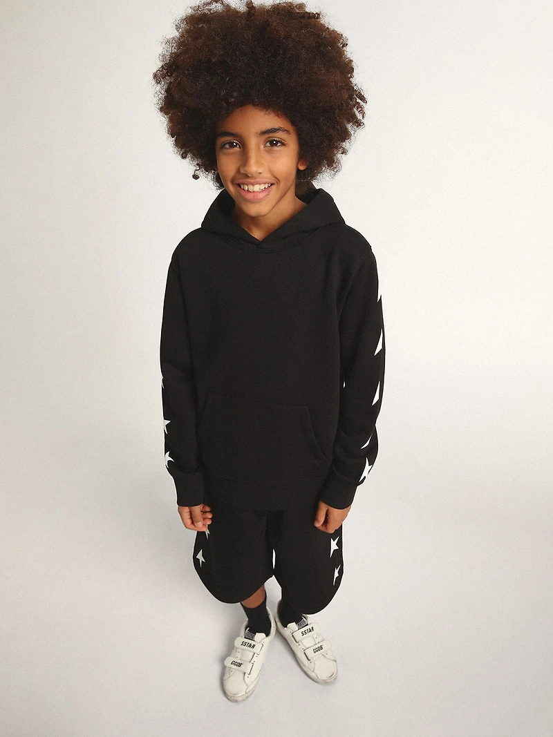 Boys’ hooded sweatshirt black with contrasting white stars