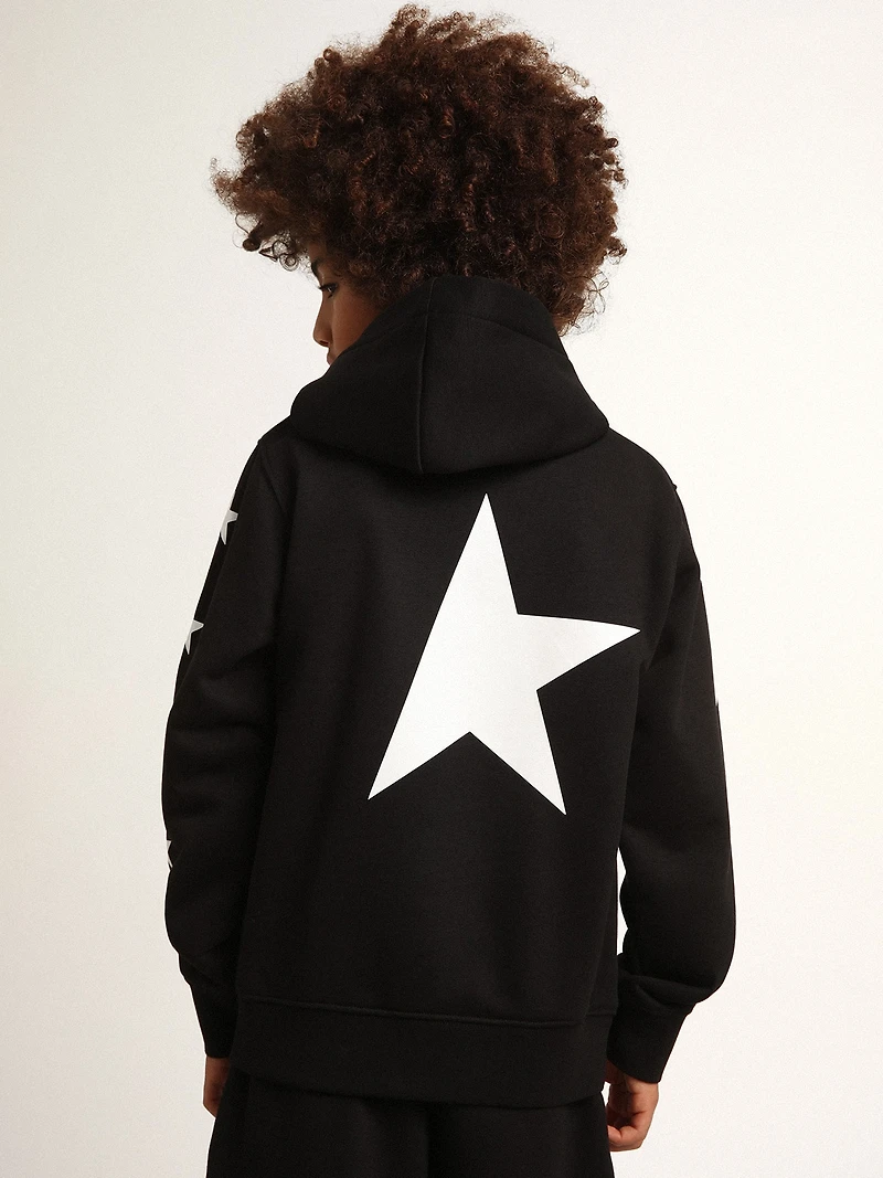 Boys’ hooded sweatshirt black with contrasting white stars