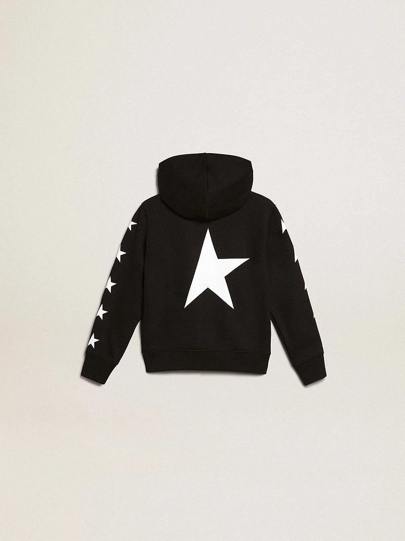 Boys’ hooded sweatshirt black with contrasting white stars