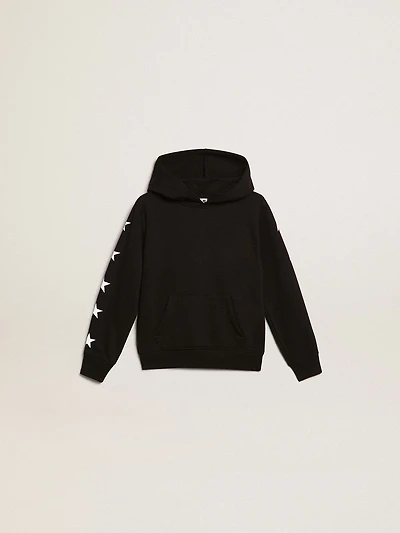 Boys’ hooded sweatshirt black with contrasting white stars
