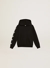 Boys’ hooded sweatshirt black with contrasting white stars