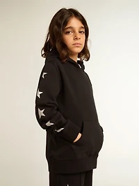 Boys’ hooded sweatshirt black with contrasting silver stars