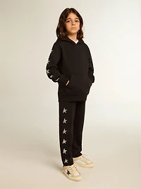 Boys’ hooded sweatshirt black with contrasting silver stars