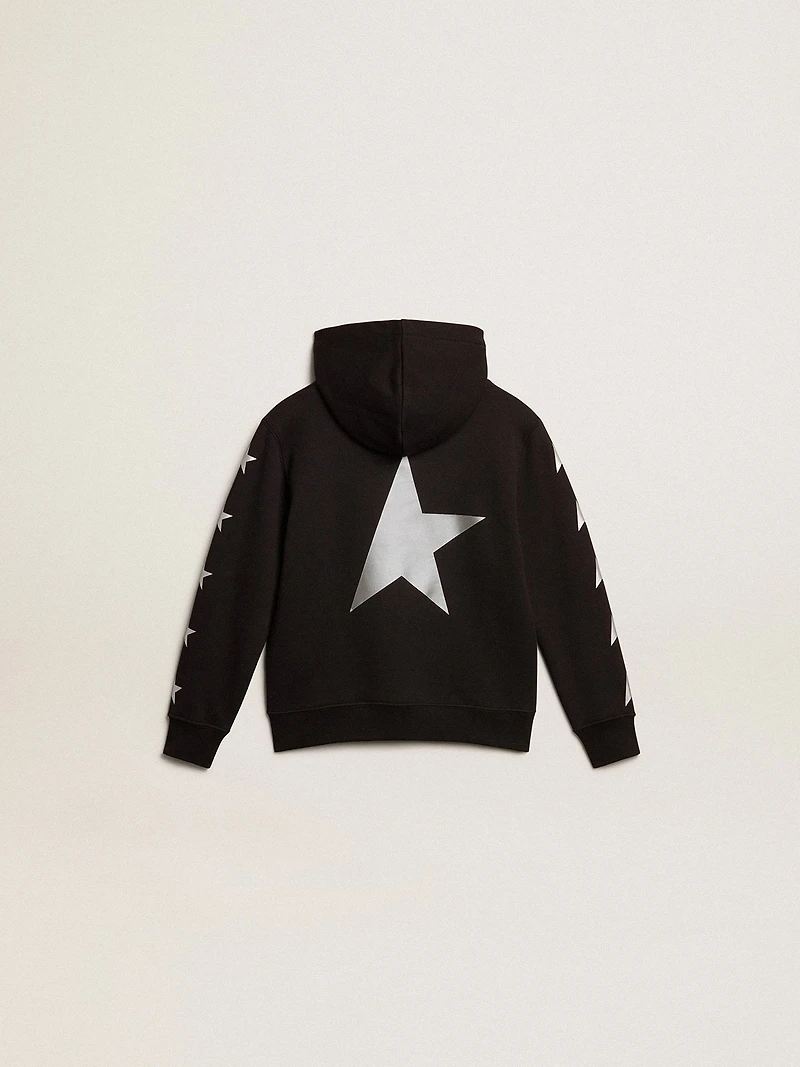 Boys’ hooded sweatshirt black with contrasting silver stars