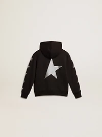 Boys’ hooded sweatshirt black with contrasting silver stars