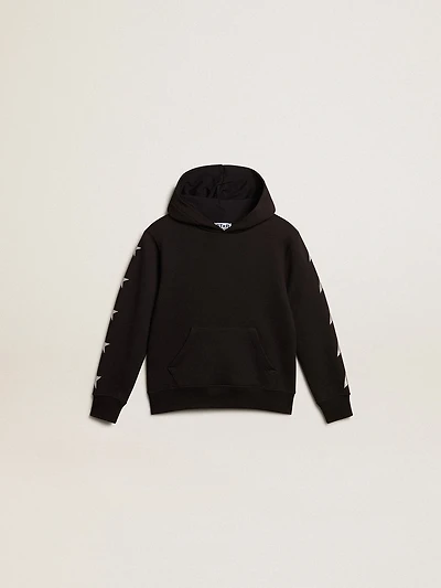 Boys’ hooded sweatshirt black with contrasting silver stars