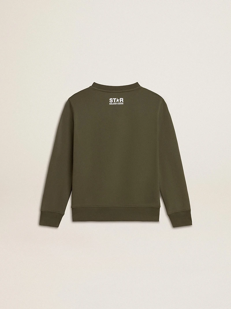 Boys' dark green sweatshirt with white maxi star on the front