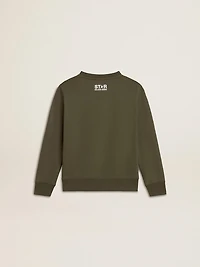 Boys' dark green sweatshirt with white maxi star on the front