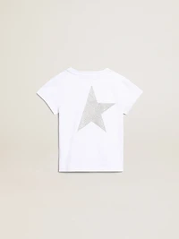 White and silver T-shirt with logo maxi star glitter