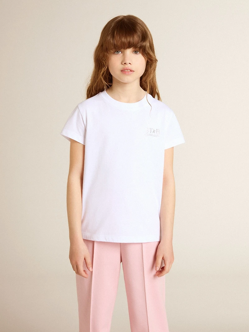 White and silver T-shirt with logo maxi star glitter
