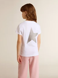 White and silver T-shirt with logo maxi star glitter