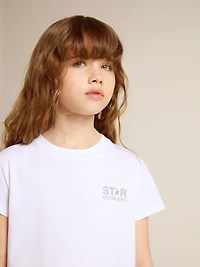 White and silver T-shirt with logo maxi star glitter
