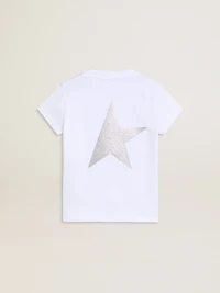 White and silver T-shirt with logo maxi star glitter