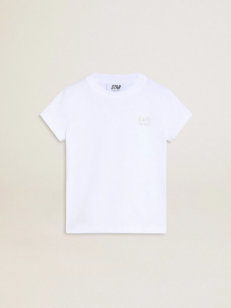 White and silver T-shirt with logo maxi star glitter