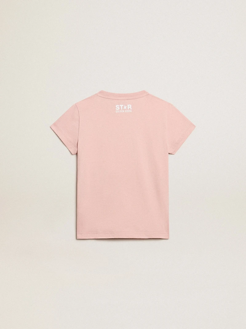 Girls’ pink T-shirt with white logo and maxi star