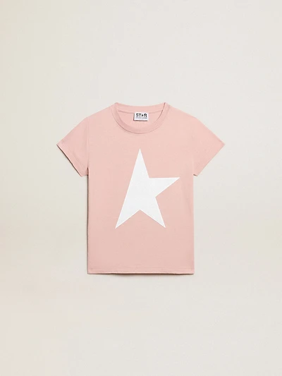 Girls’ pink T-shirt with white logo and maxi star